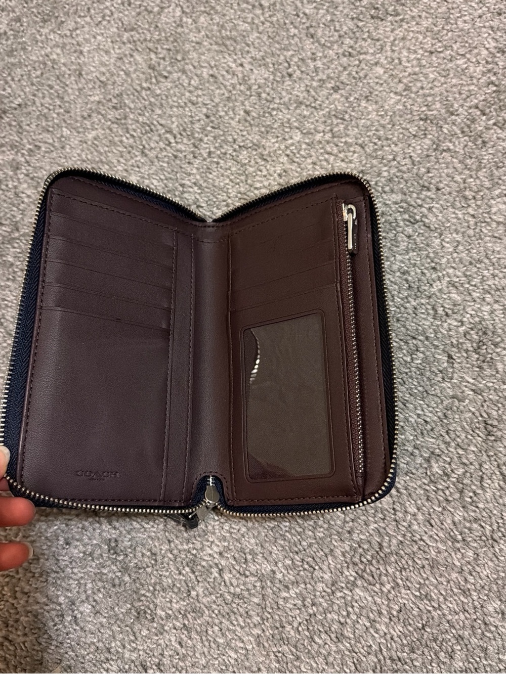 Coach Black Signature Zip Wallet with Gold Logo - Picture 3 of 3